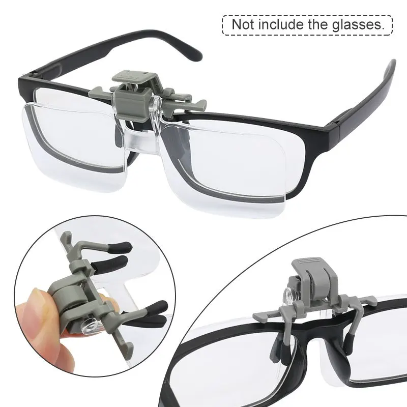 1pc 2X Magnifier Light-weight Magnifying Glasses With Clip Loupe For Needlework Crafts Map Reading