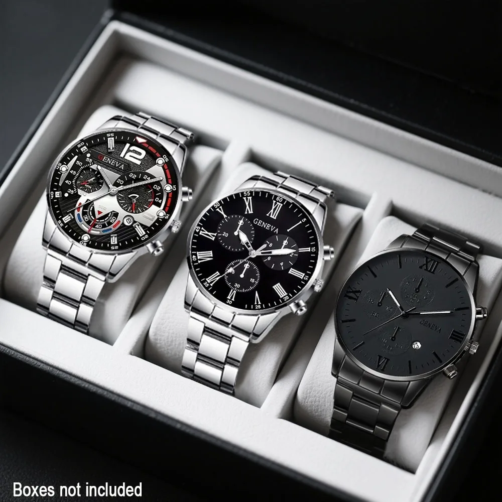 3pc new men's alloy watch straps, with a beautiful surface, are the best choice for holiday gifts