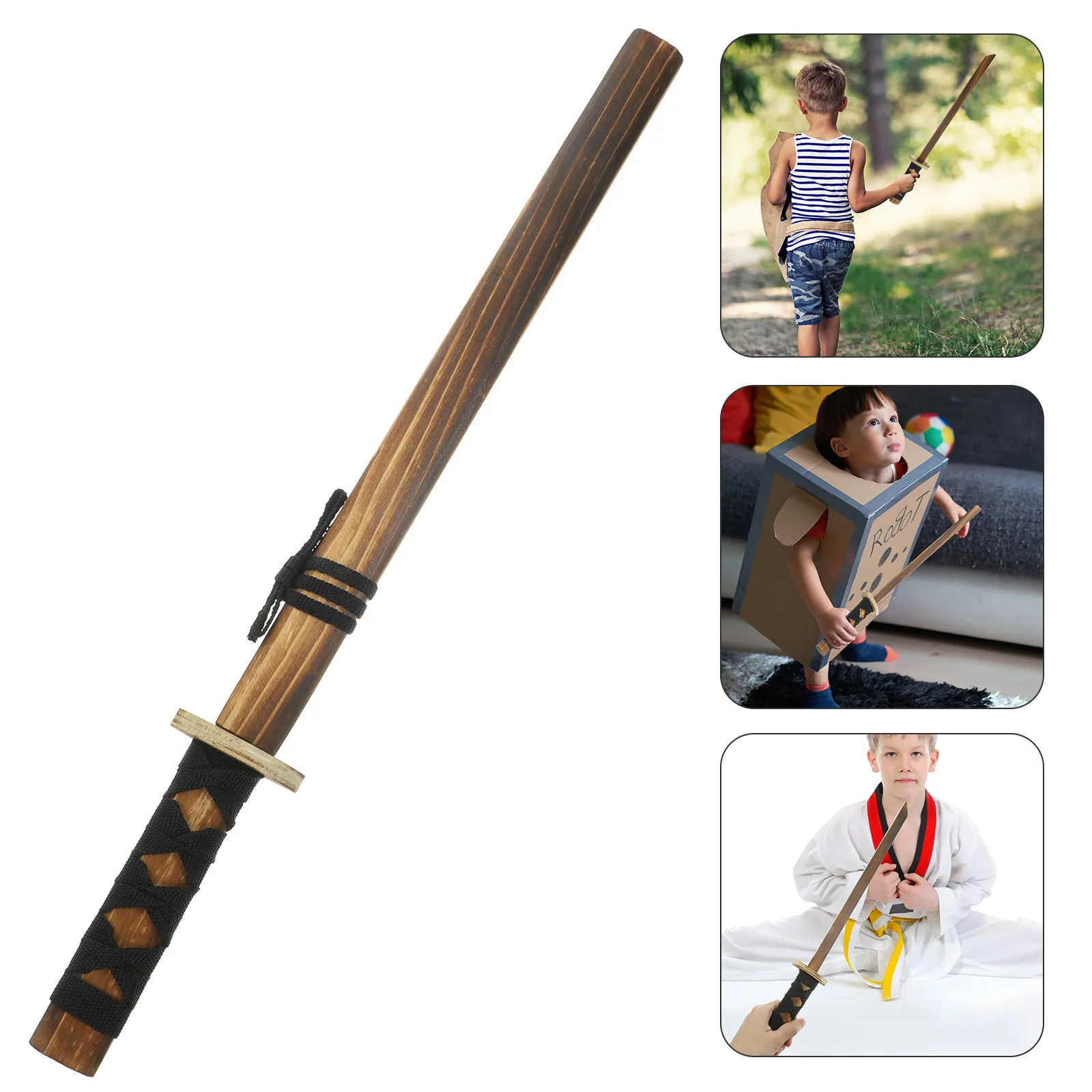 

Japanese Style Wood Sword Cosplay Wear Resistant for Kids Outdoor Play Parent Child Interaction Wood Sword