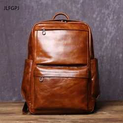 JLFGPJ Men's Genuine Leather Fashionable Backpack With Cowhide Top Layer Large Capacity And Multifunctional Computer Bag