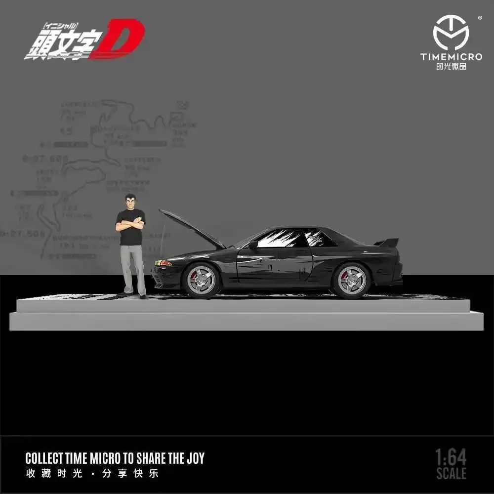 TM en Stock 1:64 Skyline GTR R32 inicial D caricatura Diecast Diorama colección de modelos de coches Toy Time Micro