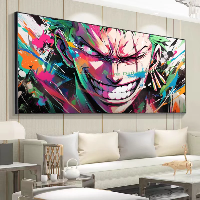 

ONE PIECE Graffiti Watercolour Art Large Poster Print Playroom Canvas Paintings Wall Picture Living Room Kids Bedroom Home Decor