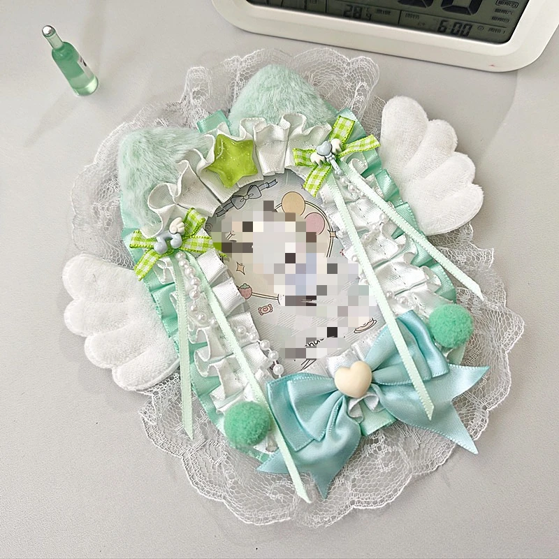 Anime Ita Bag Badge Holder Card Case Lace Photocard Sleeve for Kpop Idol Plush Pendant for Backpack Purse Cosplay Accessory