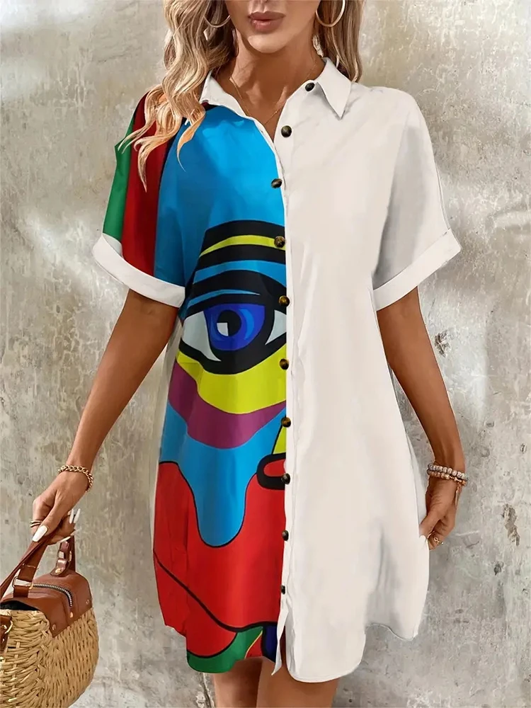 Nuova camicia vestito borsa Hip stretto ragazze gonna bottone Slim Art Street Style risvolto estate Shopping quotidiano piccolo fresco Avant-garde