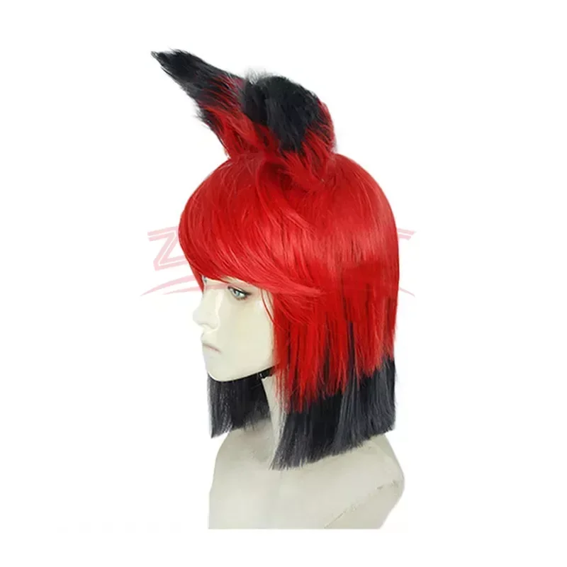 Alastor Wig Anime Cosplay Red Black Hair Alastor Men Cosplay Wig Hazbin Cosplay Hotel Heat Resistant Synthetic Hair Wig