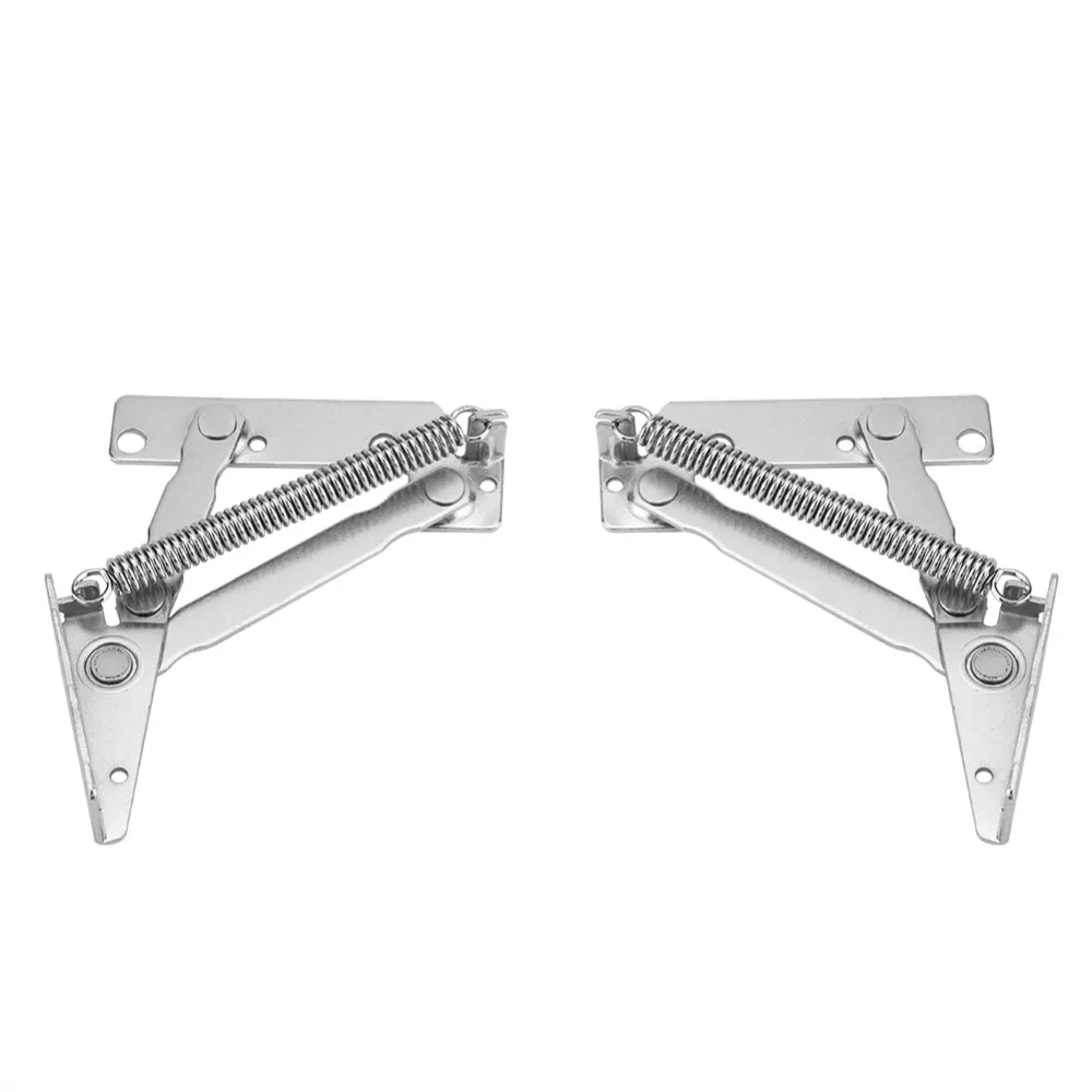

2 Pieces Lid Support 80 Degree Spring Hinges Silver Heavy Duty Folding Lifting Bracket Sofa Hinge Lifters Toy Chest
