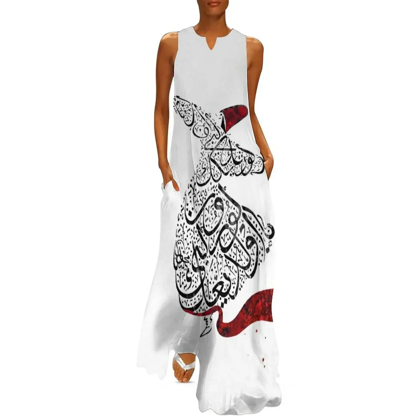 

Rumi Calligraphy Red Long Dress summer women's suit dress for women summer Women's evening dress womens clothing