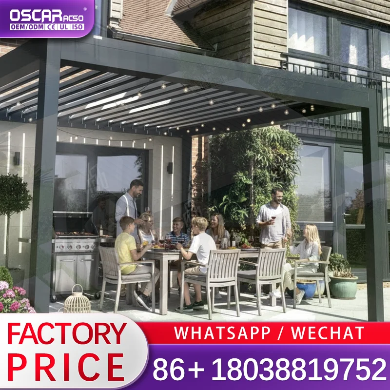 3m Outdoor Sustainable Aluminum Pavilion with Smart Control Retractable Roof EcoFriendly Waterproof Powder Coated for Garden Bac