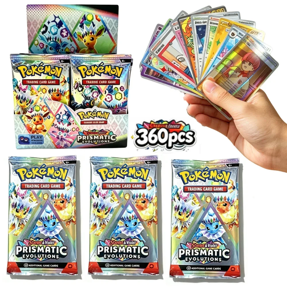 Best Sell English Pok emon TCG Card Gift Box,360pcs Eeveelution Series,Rare Black Shiny Card,Collectible Battle Trading Gift Set