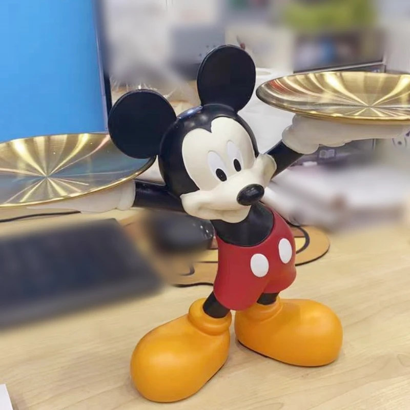 New Kawaii Disney Cartoon Mickey Mouse Double Tray Ornaments Figure Home Soft Living Room Bedroom Decorations Tv Cabinet Present