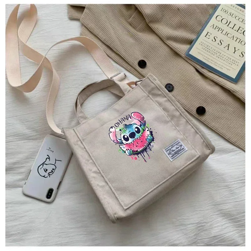 Disney Stitch Women\'s Tote Bags Cartoon Canvas Ladies Handbags Harajuku Large Capacity Shopping Bag Girls Female Shoulder Bag