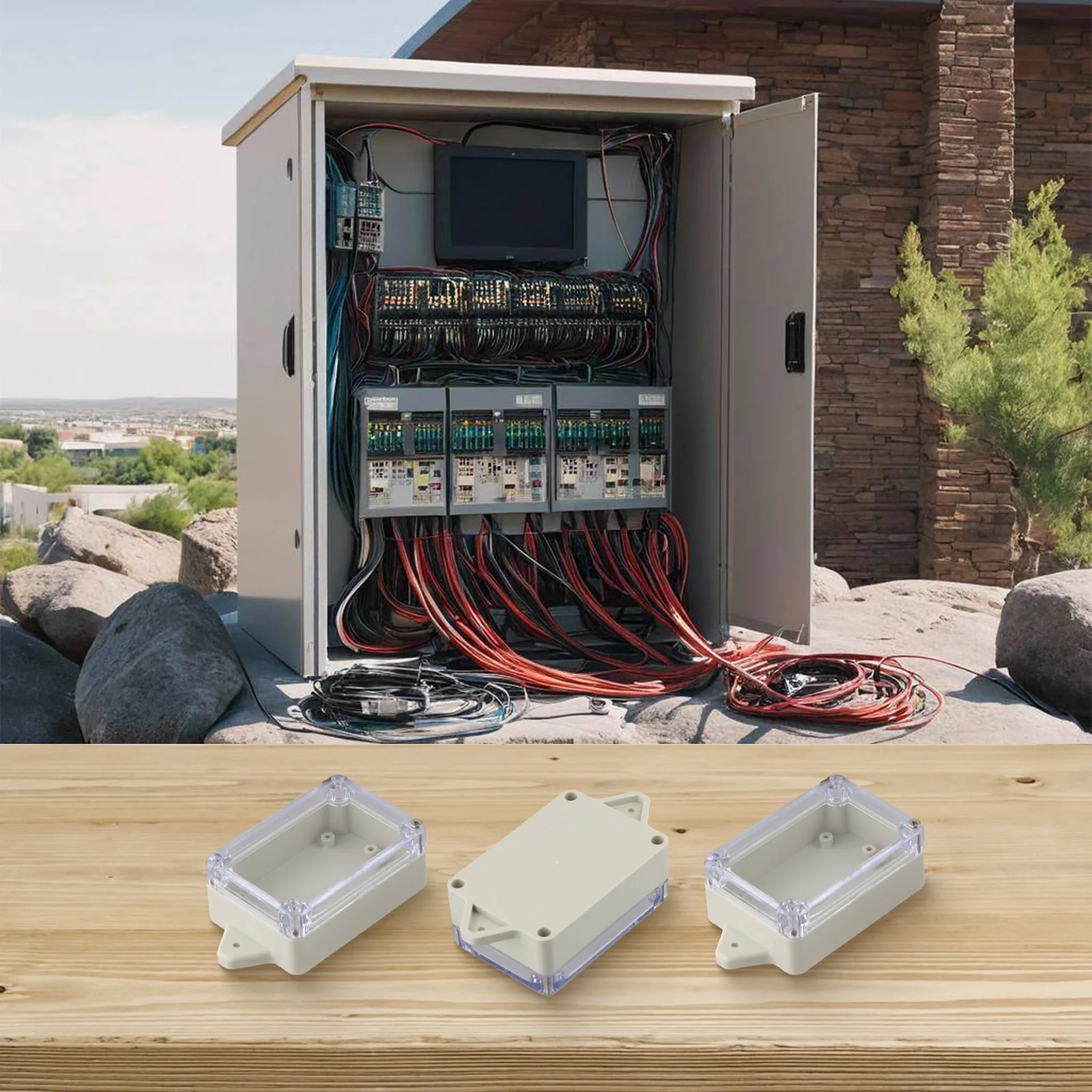 83mmx58mmx33mm ABS Junction Box Clear Cover Junction No Drilling Required Transparent Cover Versatile Electrical Use