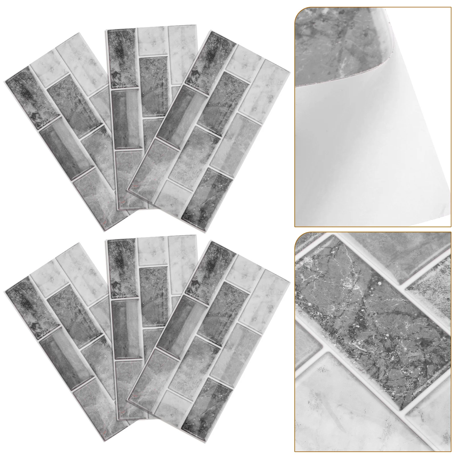 6 fogli autoadesivi stacca e incolla adesivi per piastrelle PVC impermeabile cucina bagno parete backsplash stick su piastrelle