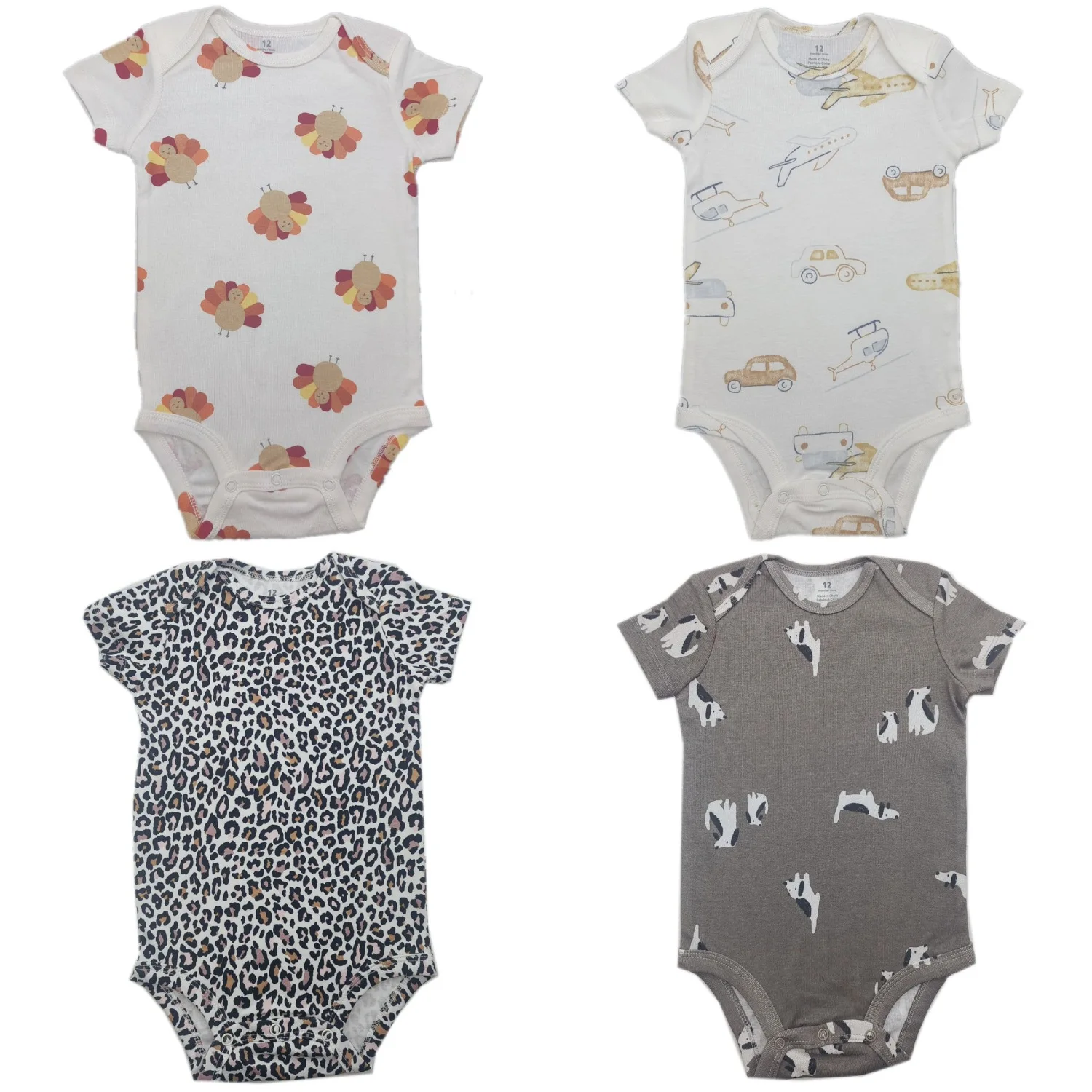 

RomperDew Newborn Baby Cotton Short-sleeved Triangular Pajamas Infant Children Pack Fart Suit Baby One-piece Crawling Clothes