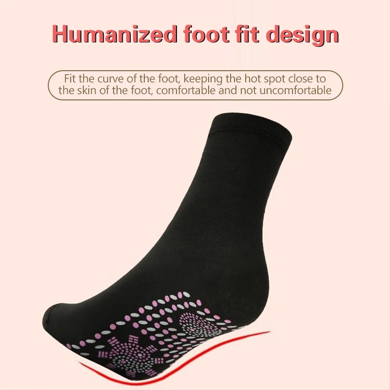 1 Pairs Tourmaline Self-Heating Socks Winter Warm Thermal Health Care Socks Slimming Health Short Sock Magnetic Therapy Sock