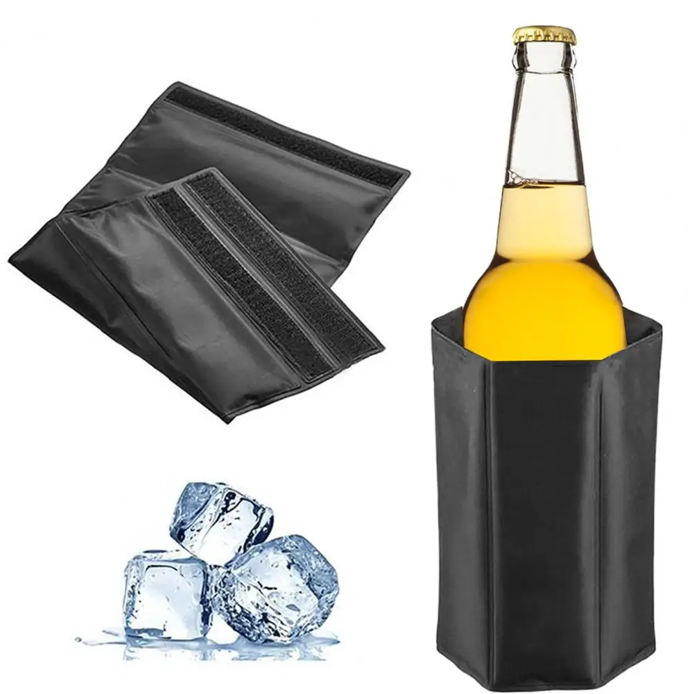 Wine Cooler Ice Bag Quick Frozening Gel Foldable Fastener Tape Picnic Beer Bottle Chiller Drink Champagne Cool Ice Pack Sleeve