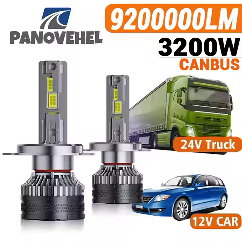 PANOVEHEL H7 H4 H11 LED Headlight 3200W 9200000LM Canbus H1 H8 9005 HB3 9006 HB4 HIR2 Lamp 6000K 12V Car Light 24V Truck
