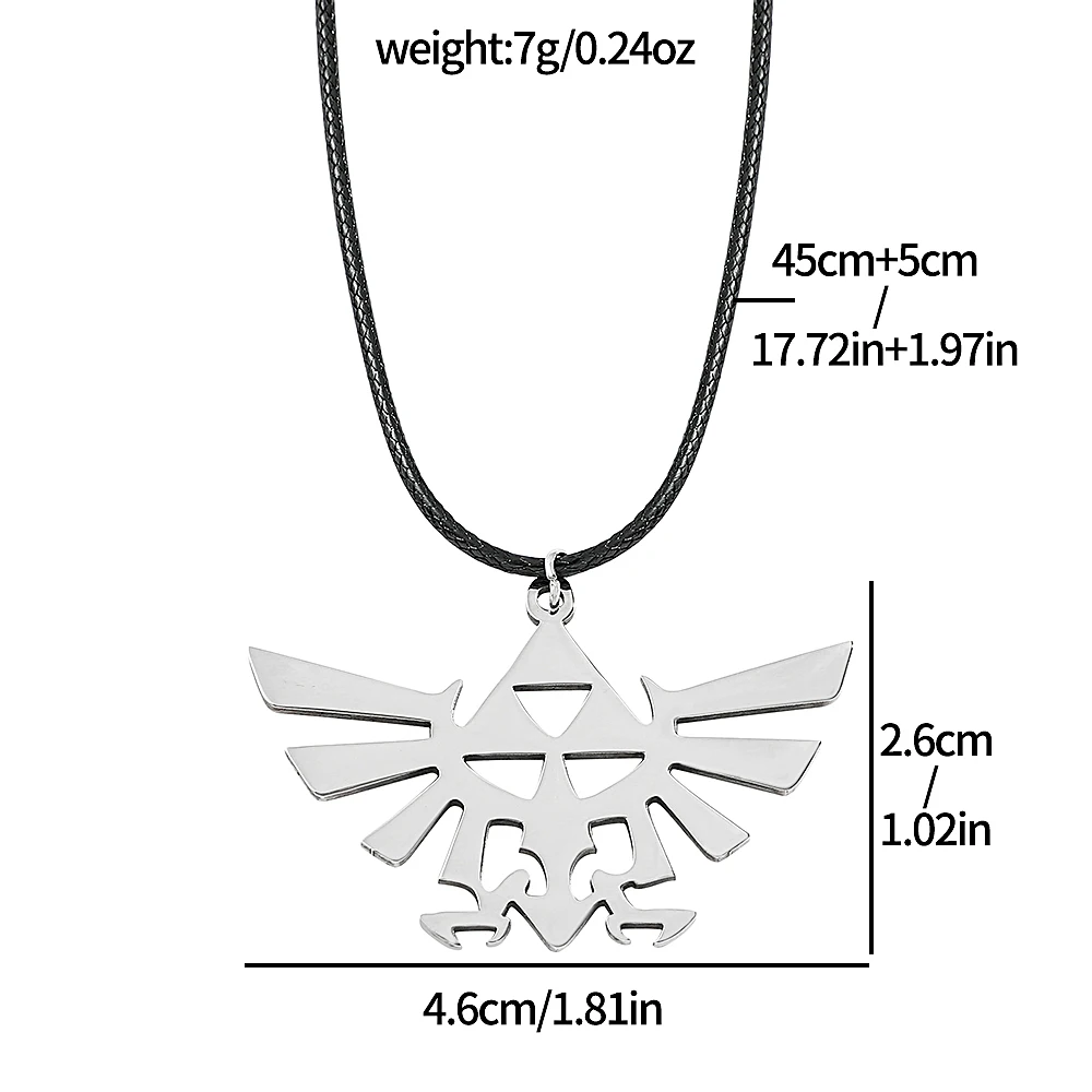 The Legend Hylian Crest Necklace Triforce Symbol Pendant Necklace Black Rope Chain Game Cosplay Jewelry Fans Gifts