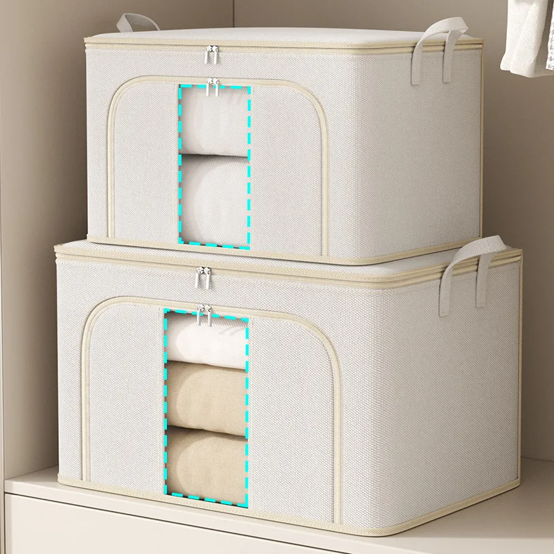 

Oxford Large Clothes Storage Organizer Box Bin Blanket Quilt Foldable Large Capacity Clear Window Double-opening Storage