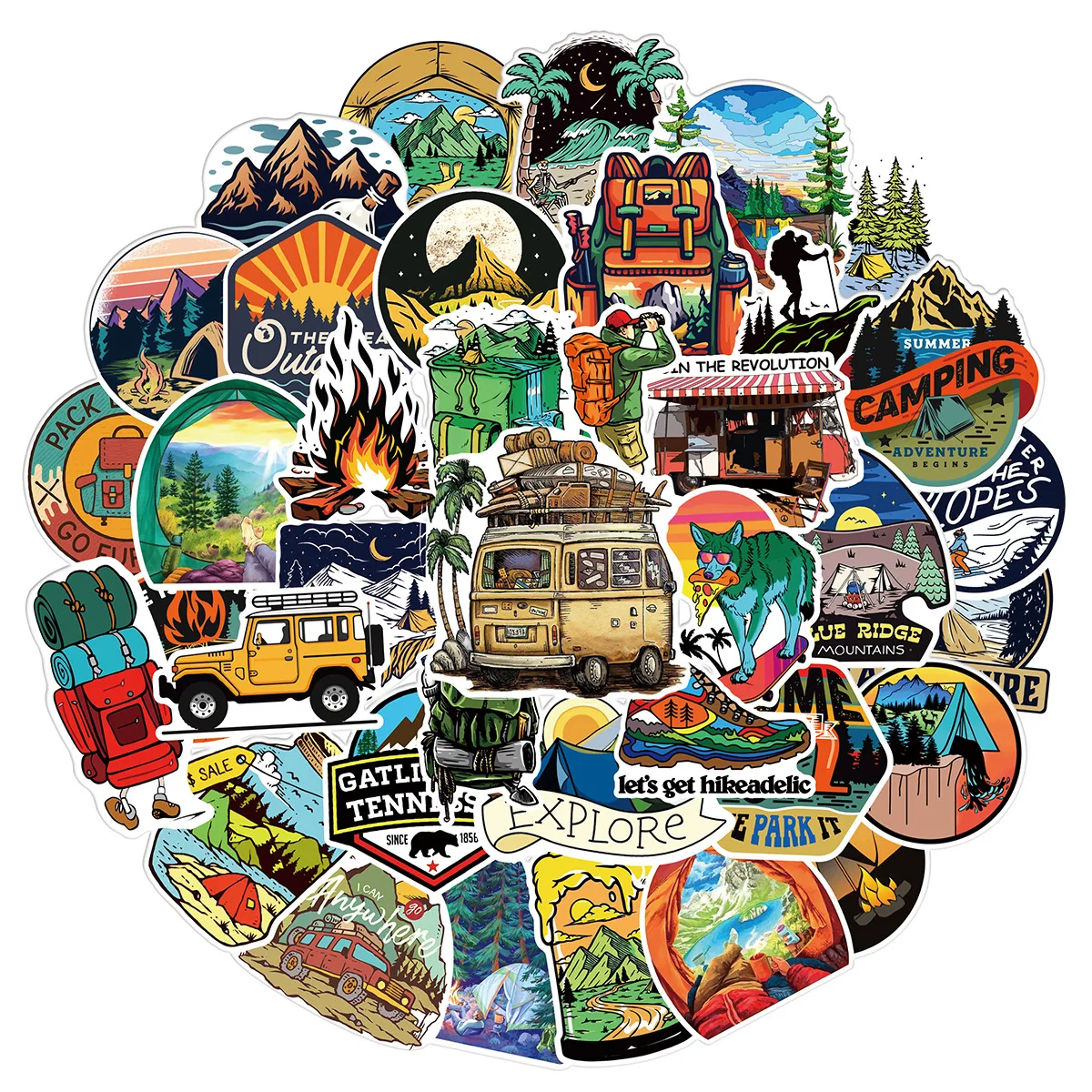 100PCS Outdoor Camping Travel Backpack Tent Graffiti Sticker Luggage Laptop PVC Cartoon Waterproof Sticker