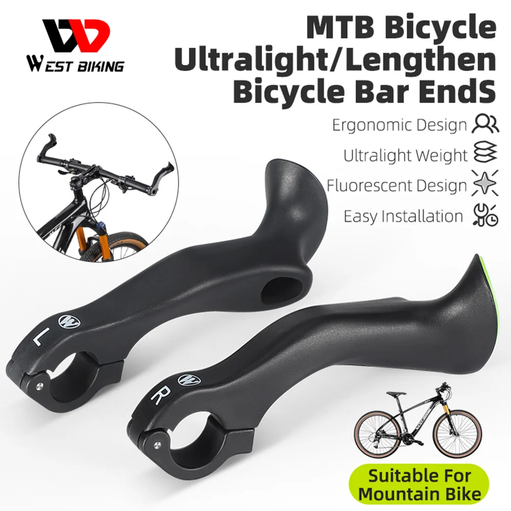 Bicycle Bar Ends Mountain Bike Handlebar Ends Auxiliary Handlebar Bar Ends Bicycle Handlebar End Grips for 22.2mm MTB Bike