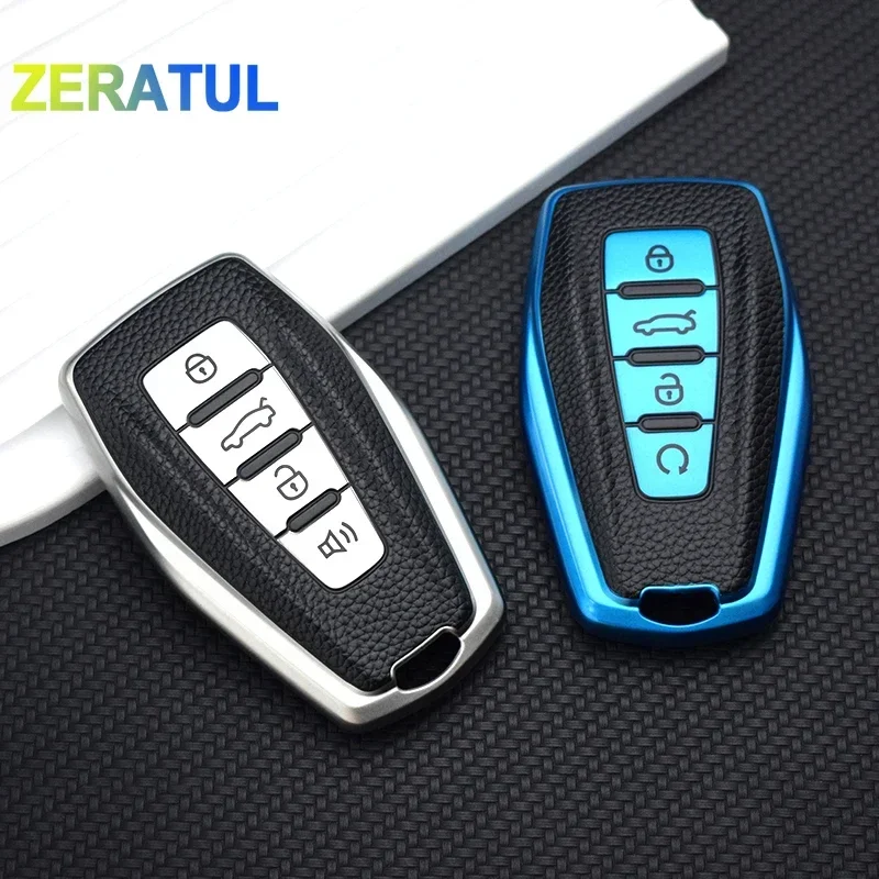 TPU Leather Shell Fob Car Remote Key Case Cover For Geely Coolray 2019-2020 Atlas Boyue NL3 Emgrand X7 EX7 SUV GT GC9 Borui