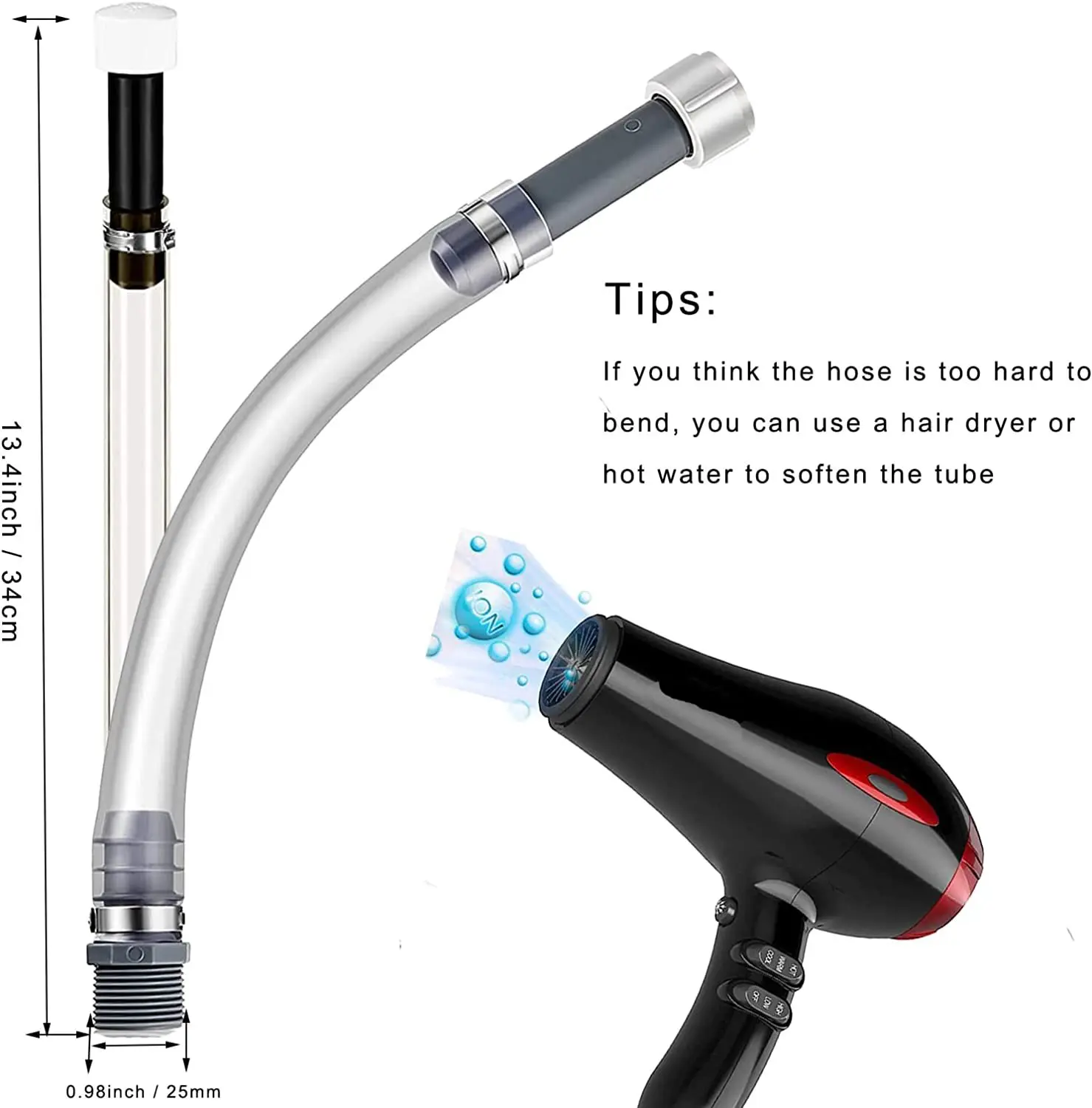 14 Inch  Racing Fuels Filler Hose Flexible for VP Racing Fuel Container, Jegs / LC2 Water Bottle, Scribner Fuel Tanks