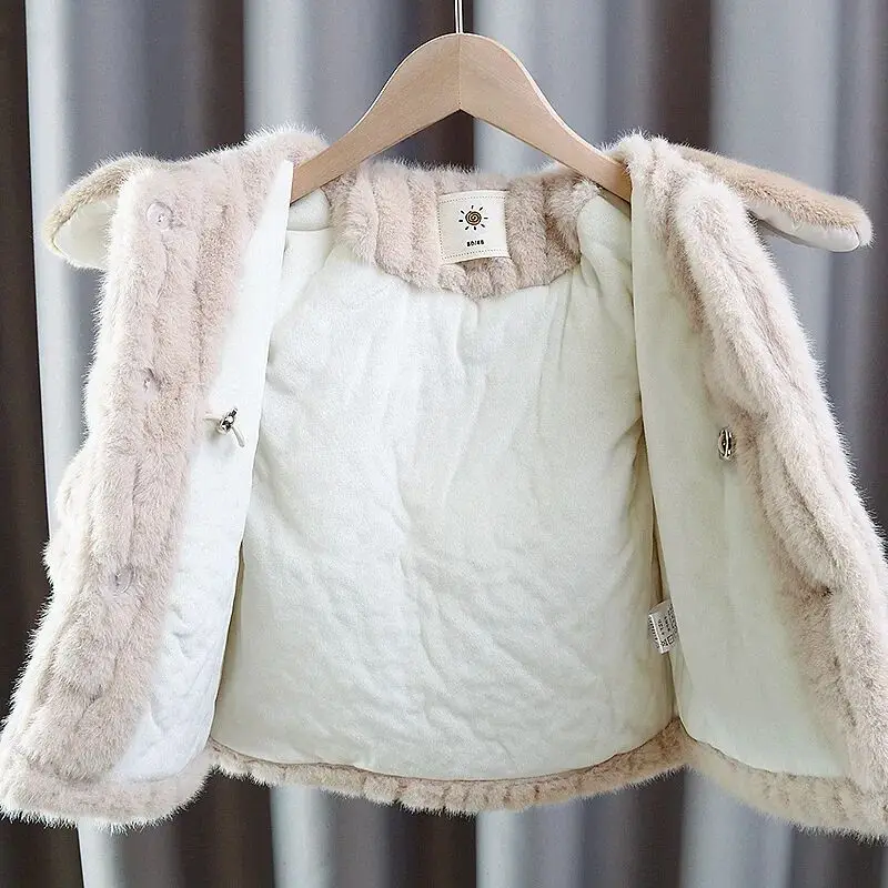 Girl Princess Imitation Fur Coat Winter Clothes for Children Warm Thick Coat for Baby Girls