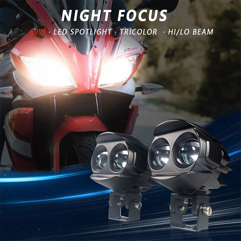 Motorcycle 60w LED Lens Auxiliary Headlight Spotlight Lamp Flash For For BMW G310R G310GS R1200GS ADV F800GS S1000R.