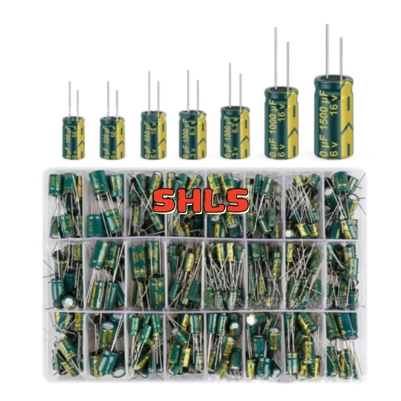 460PCS High Frequency Green Electrolytic Capacitor Kit 24Values 6.3V–50V Mixed Set DIY Electronics Repair Components