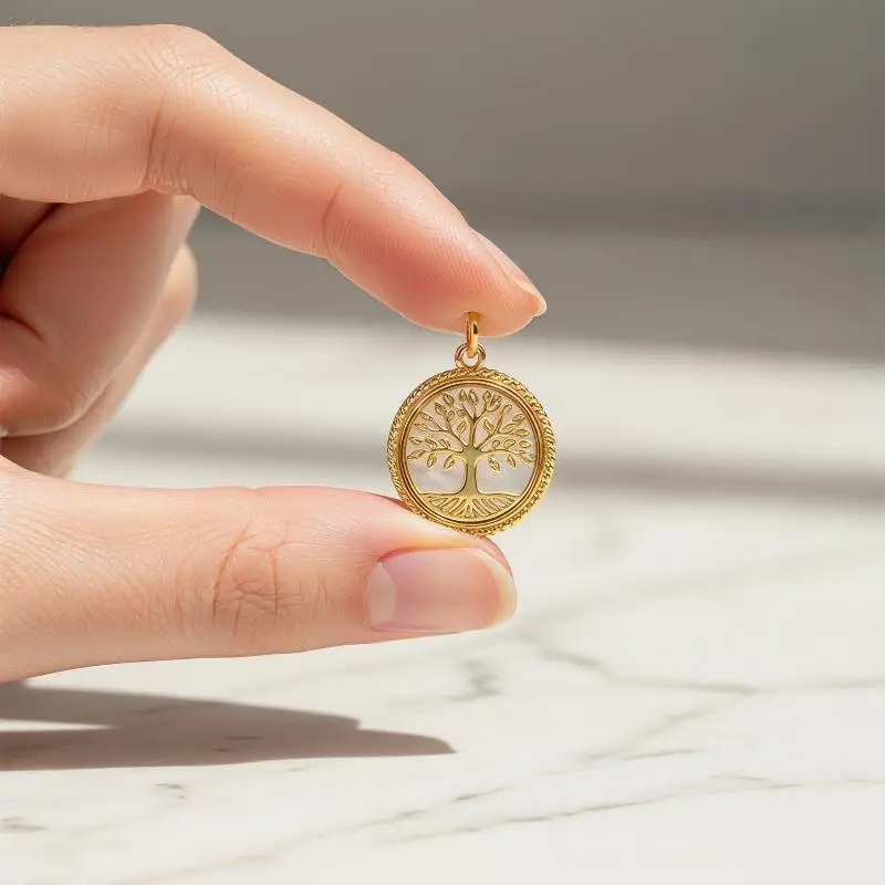 Vergoldete Anhänger aus Naturmuschelperlen mit verschiedenen religiösen Motiven für die Herstellung von DIY-Schmuck, Halsketten, Armbändern und Geschenken. – Detail 5