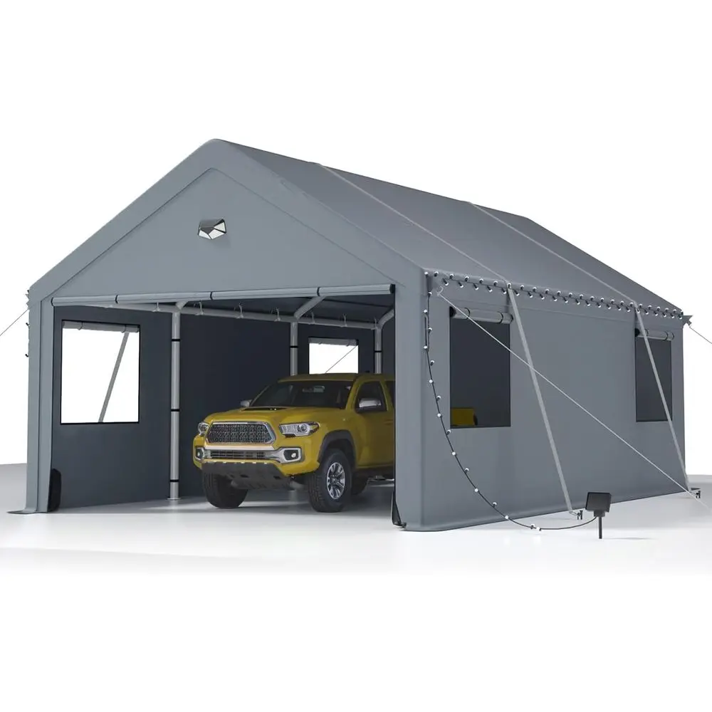 

Durable 12x20 Grey Carport with Side Panels for All-Weather Protection