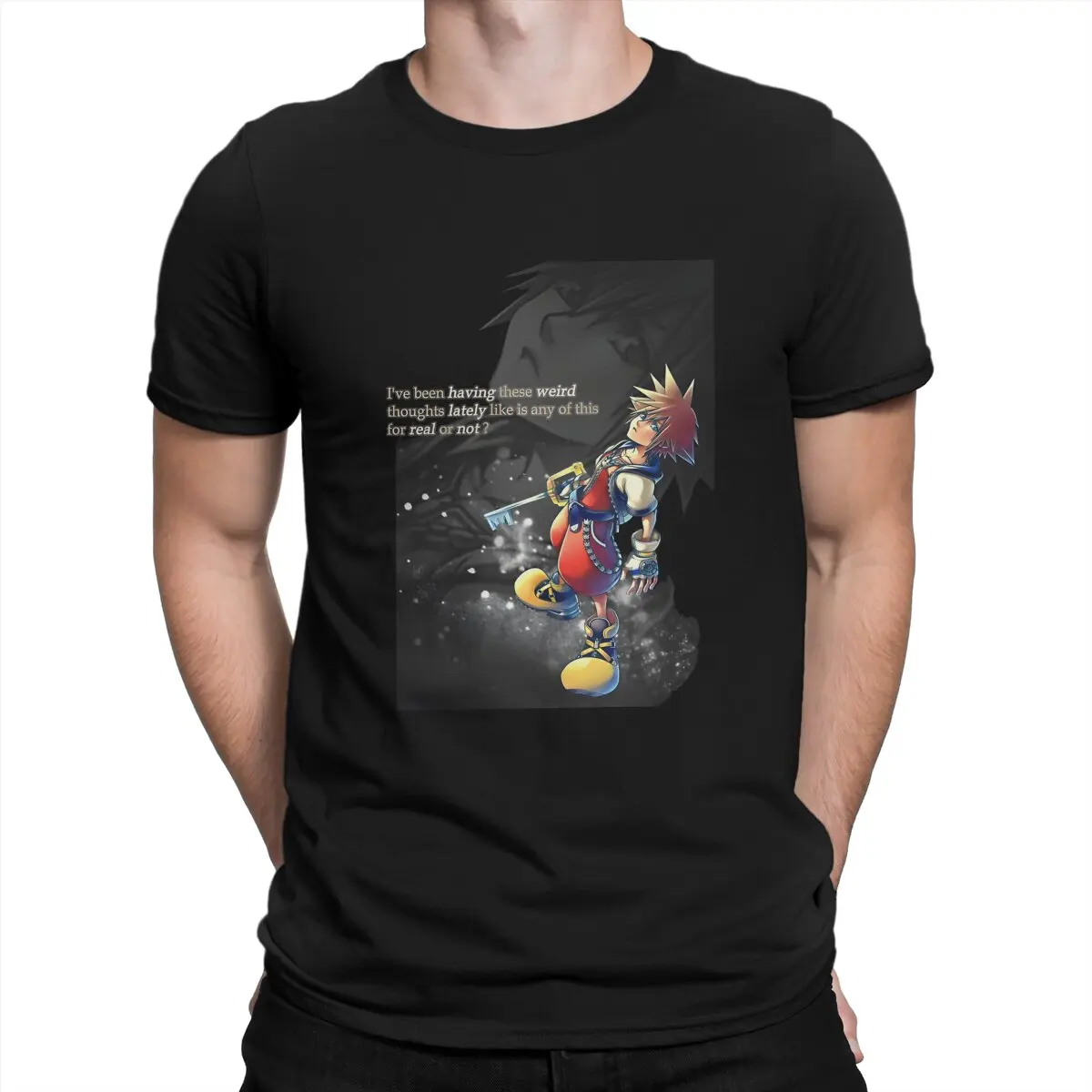 Novelty Sora Intro T-Shirt for Men Crewneck T Shirts Kingdom Hearts Short Sleeve Tees Printed Tops