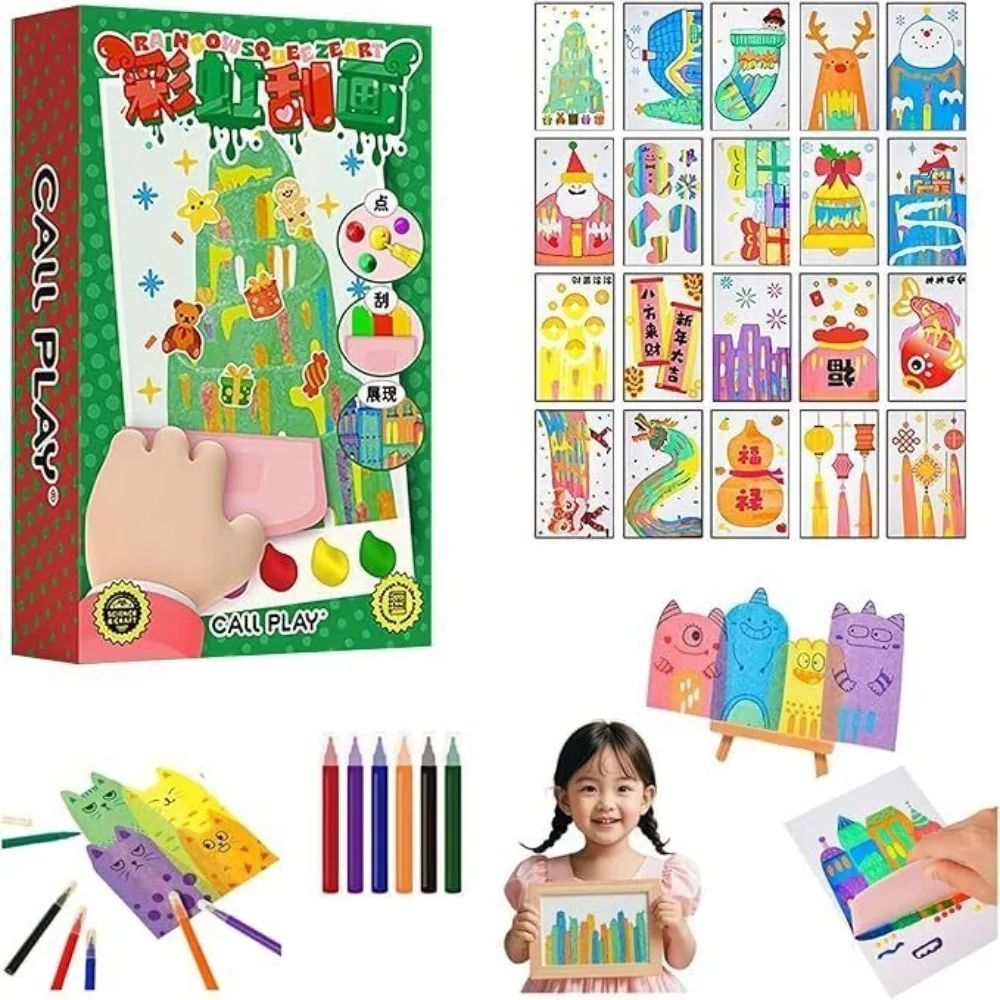 DIY قوس قزح خدش الفن قوس قزح نقطة خدش اللوحة الفنون اليدوية خدش ورقة بطاقة بريدية لعبة للمبتدئين الطلاب الصغار