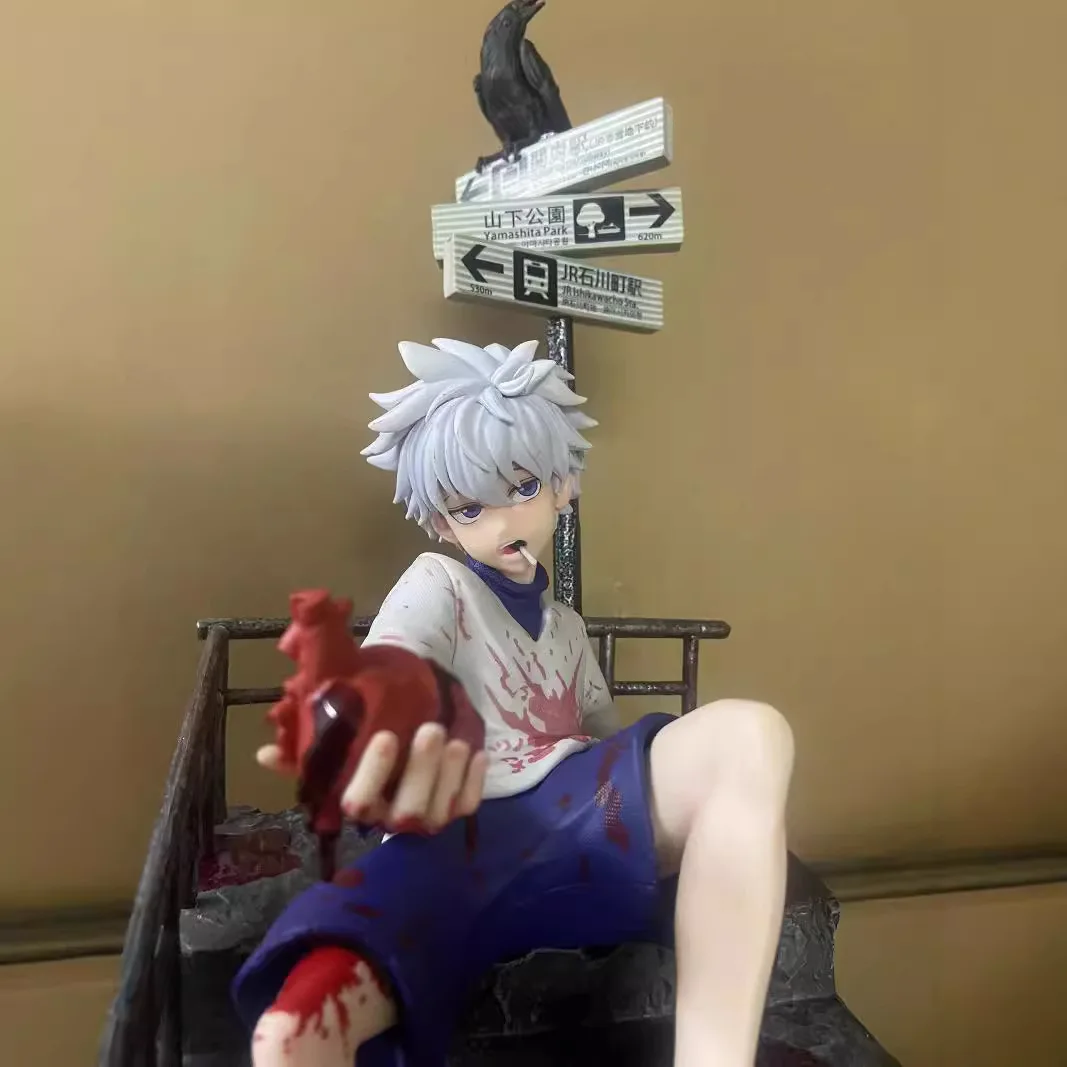 شخصيات أنيمي هنتر × هنتر الحجر الأحمر كيلوا زولديك مشهد الضرر المعركة عمل الشكل البلاستيكية نموذج تمثال قابل للجمع هدية