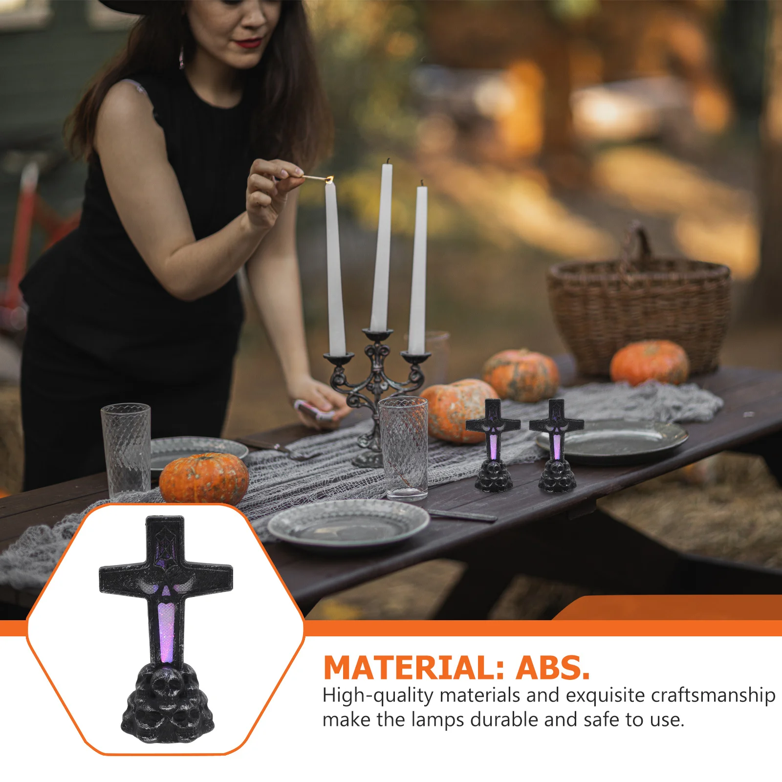 

4Pcs Halloween Night Light Cross Style Decorative Lamp Lightweight Durable Party Home Decoration Halloween Night Light