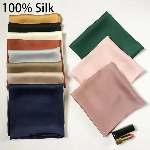 Imagen 2 del producto Bufanda de seda de morera 100% de 70Cm, bufandas cuadradas para mujer, pañuelo envolvente, pañuelo de morera, moda de primavera, diadema de lujo, chales Hijab