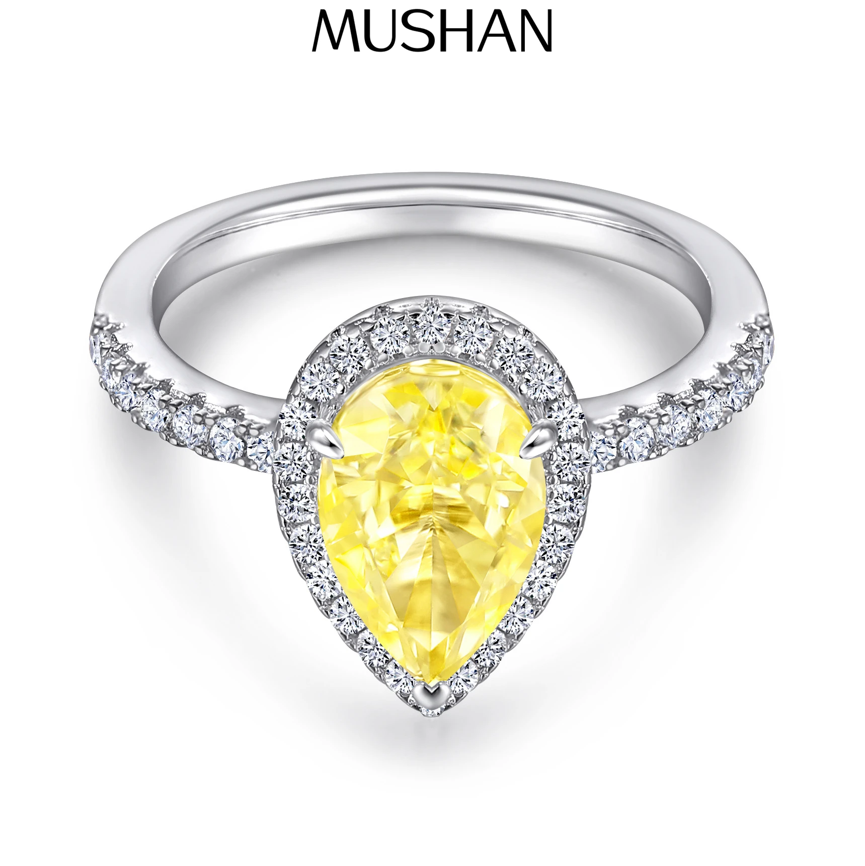 

MuShan Jewelry 925 Sterling Silver Ring Wedding Band High Carbon Diamond Party Cocktail Daughter Gift Women Rings Fine Jewelry