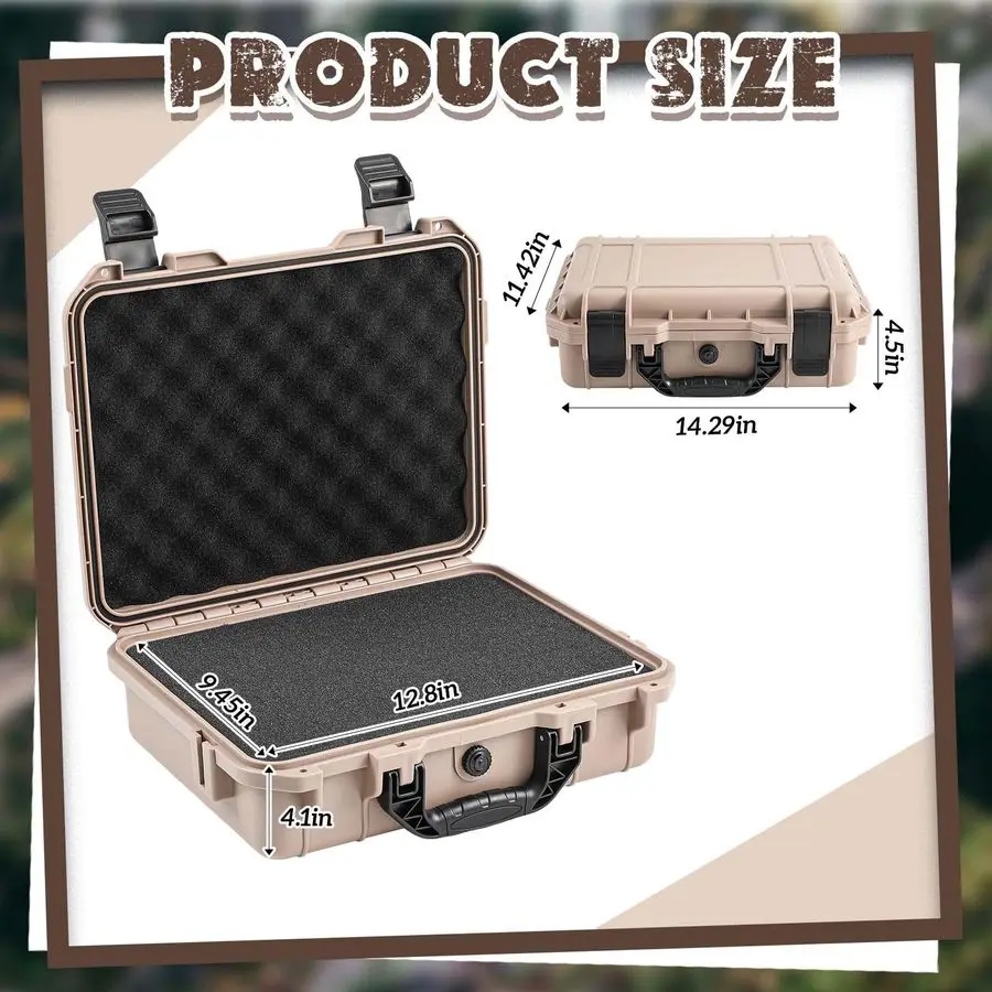 قطعة 14.3x11.4x4.5 بوصة حافظة صلبة مقاومة للماء مع إدراج رغوة قابلة للتخصيص ذاتية الصنع حافظة واقية محمولة مع سكين للكاميرا