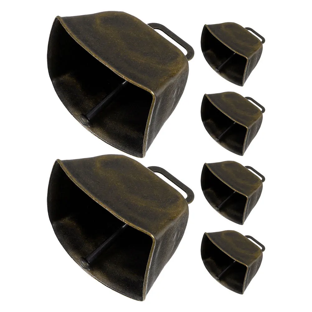 

6Pcs Vintage Cow Bells Smooth Edges Metal Clear Resonant Sound for Farm Animal Management Sheep Cattle Portable Decorative
