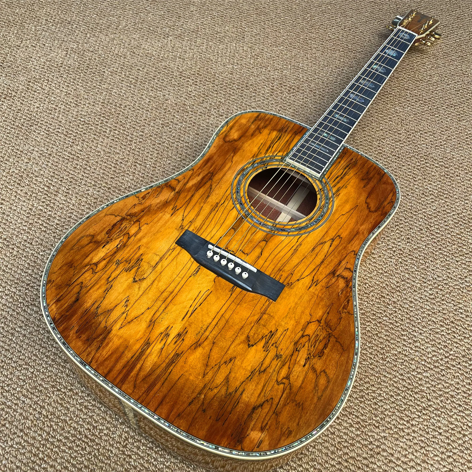 

Custom 41 Inches D Type Maple Acoustic Guitar Handmade Abalone Inlays Ebony Fingerboard Electric Acoustic Guitar