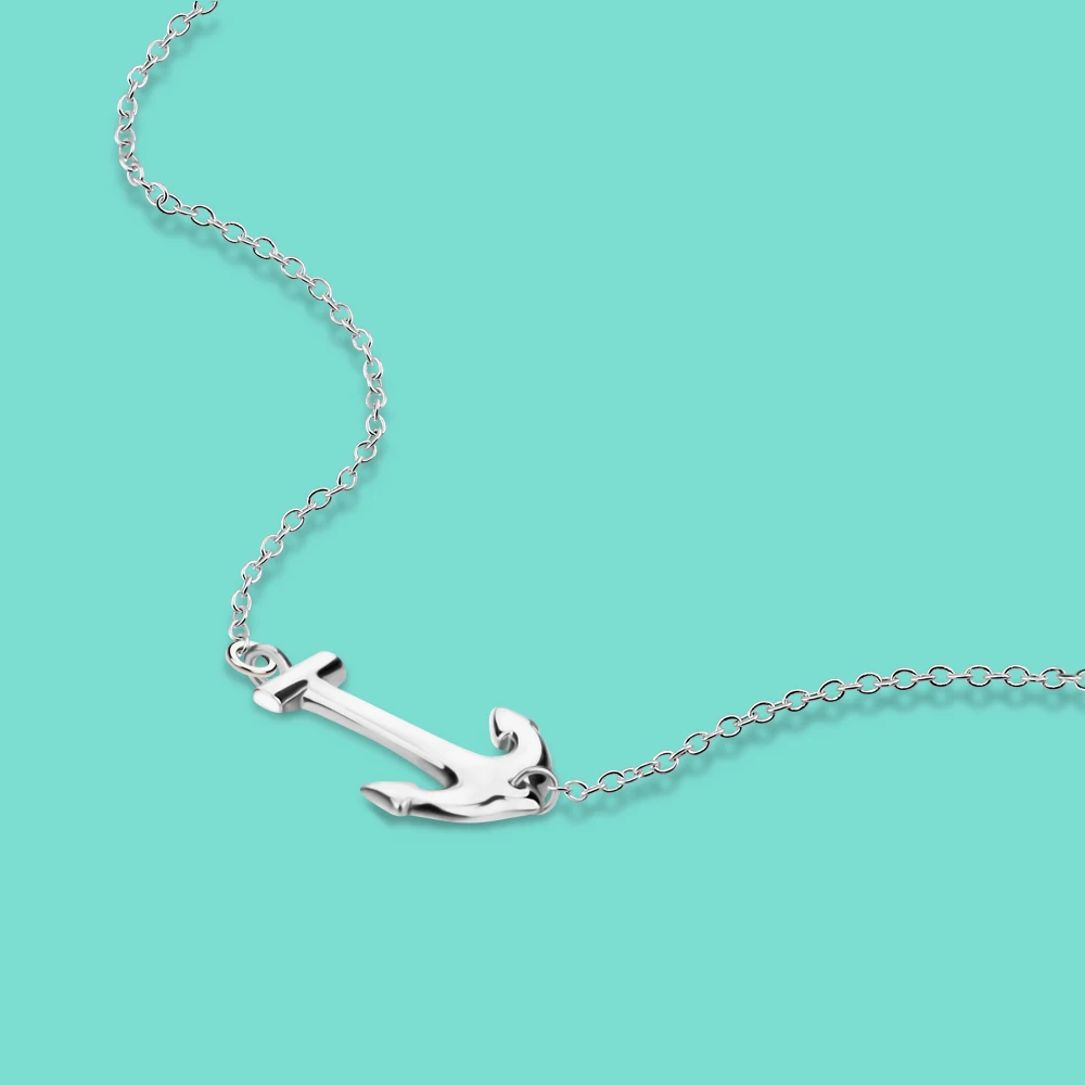 

Простое классическое дизайнерское ожерелье с якорем для женщин, минималистичный кулон из стерлингового серебра 925 пробы, изящное ожерелье, подарок на годовщину