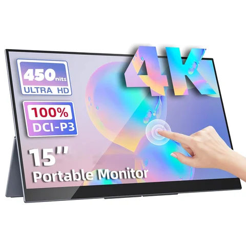 15 inch 4K Touch Portable Monitor 60Hz 3:2 Aspect Ratio 100%sRGB Low Blue Light Eye-Protect Extension Screen with Back Bracket