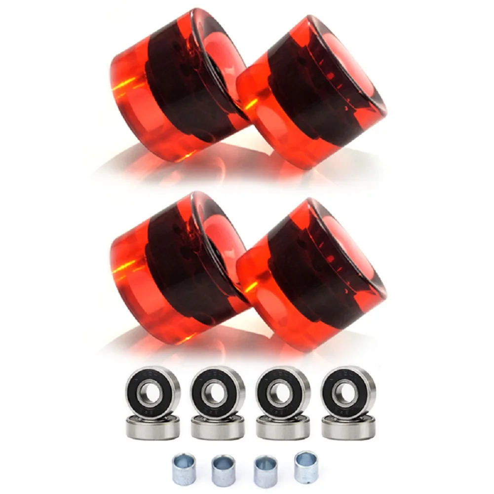 4Pcs Skateboard Bearing Spacers Set 60x45mm 78A ABEC-9 608RS Ball Bearing Sleeve Four Wheeled Longboard Accessories