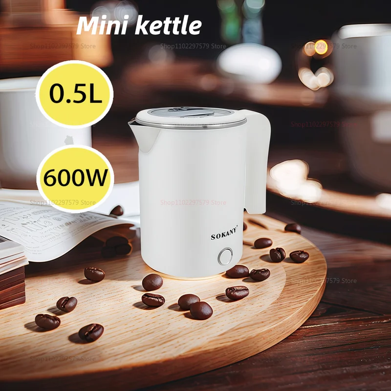 Hervidor eléctrico de viaje, hervidor de agua portátil de acero inoxidable de 500ML para té, café, calefacción, Hotel, cocina familiar, hervidor inteligente