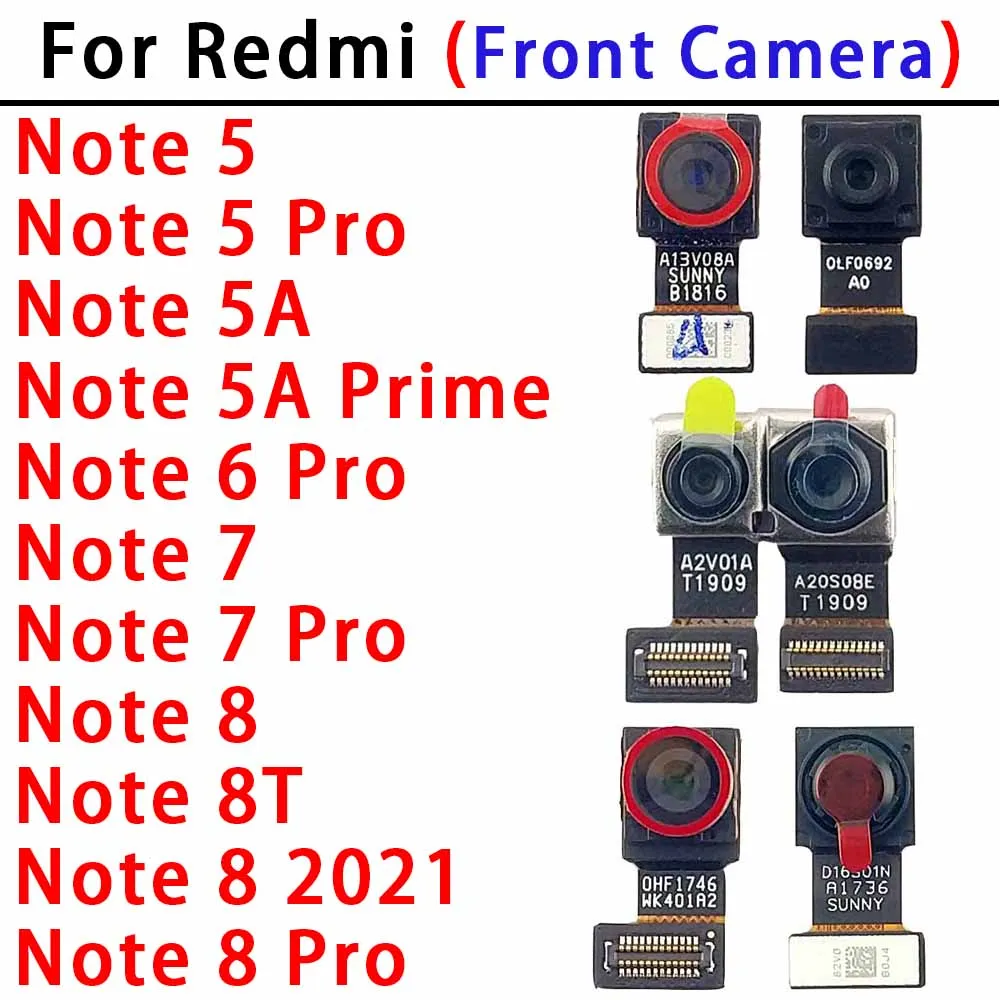 Front Camera For Xiaomi Redmi Note 5A Prime 5 6 7 8 8T Pro Note5 Note5A Note7 Note8 Selfie Facing Frontal Camera Module Parts