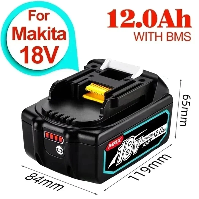 Rechargeable Battery BL1860B 18V12000mAh Backup Battery For Makita 18VBL1860 BL1840 BL1850 Cordless Drill With DC18Rc 3A Charger