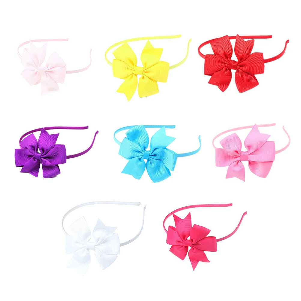 

8Pcs Bow Hairband Set Vibrant Colors Grosgrain Ribbon Head Hoop Smooth Fabric Comfortable Fit for Birthday Costume Dance