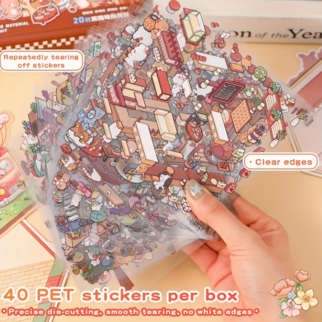 تتضمن المجموعة المكونة من 61 قطعة بطاقة مشهد و40 ملصقًا وزوج واحد من الملقط. تتميز بملصقات مشهد صغيرة ثلاثية الأبعاد، مصنوعة يدويًا #5