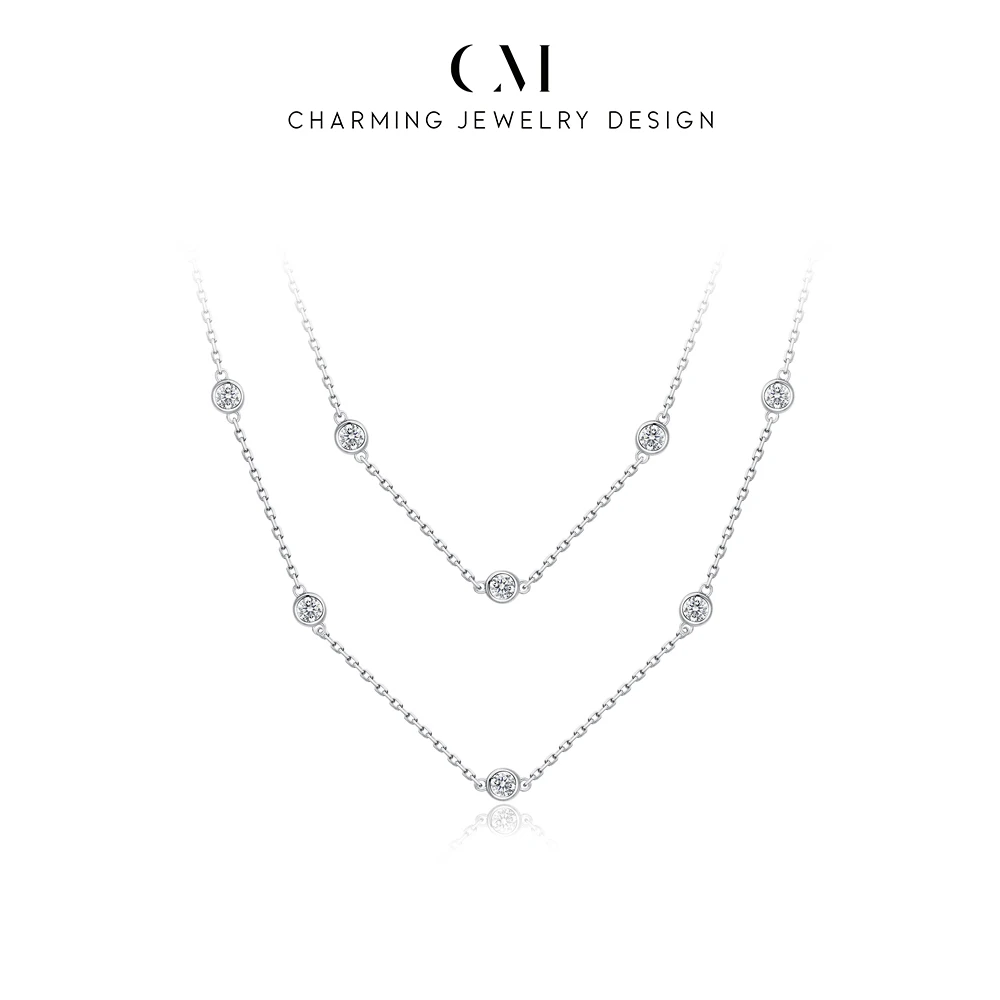 CHARMING Luxury Sparkling Worthy Dvvs1Moissanite Necklace 925 Sterling Silver for Women Dinner Party Jewelry Wedding Anniversary